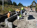 New stone curb wall