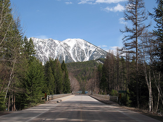 Picture of Strawberry Mountain seen from the west entrance looking toward West Glacier