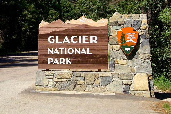 Picture of Glacier National Park's west entrance sign