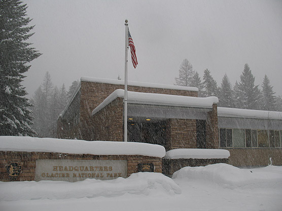 Picture of heavy snow falling at Headquarters