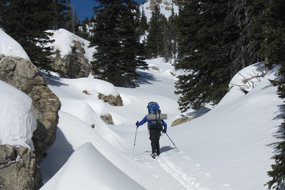 Skiing near Slide Lake