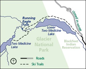 Ski trails in the Two Medicine Valley