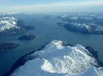 Aerial view of freshly snow covered landscape