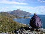 Hiker enjoys wilderness view
