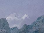 Mountains over glacial ice