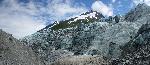 Hiker and glacier