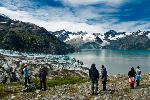 Visitors enjoying a glacier
