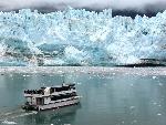 Tour boat approaches the glaciers