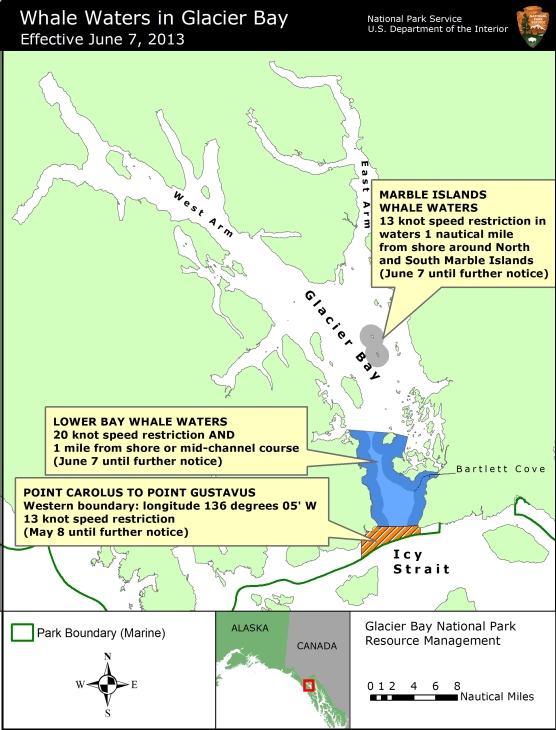 Map showing whale waters update effective June 7, 2013
