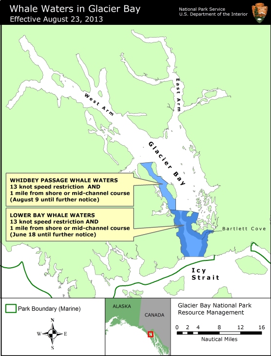 Map showing whale waters update effective August 23, 2013