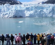 Visitors enjoying a glacier