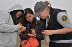 Students take a close look at the Rainbow Sands of Rodeo Beach