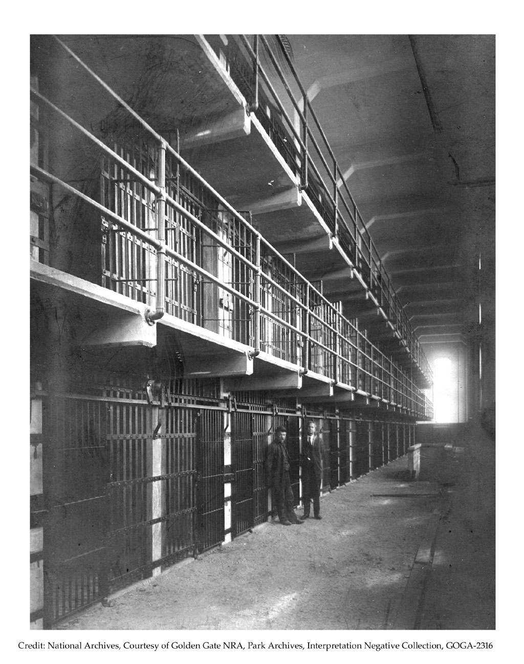 Two men standing in the newly completed Alcatraz cell block D, March ...