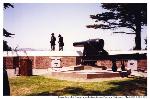 Civil War uniforms at cannon placement, Fort Mason