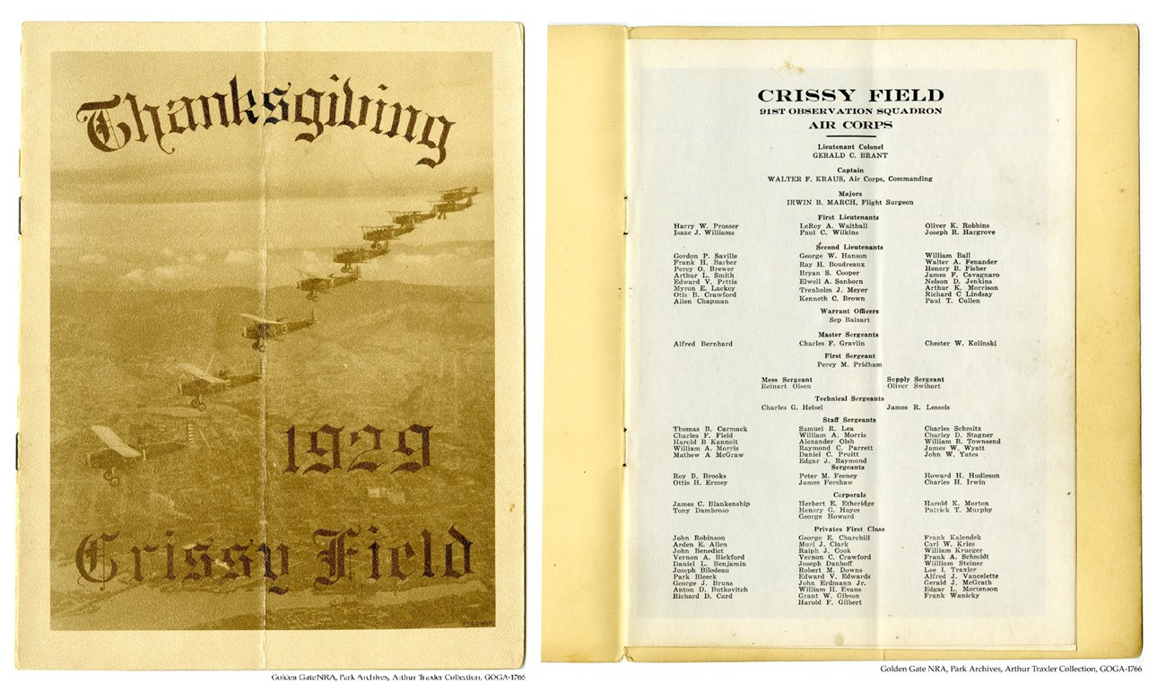 GOGA-1766 Arthur Traxler Collection Crissy Field Thanksgiving Menu 1929