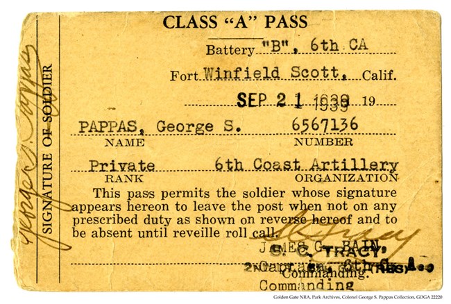 GOGA 22220 Colonel George S Pappas Collection FOSC Pass