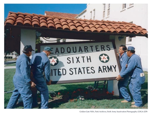 Removing Army Headquarters sign