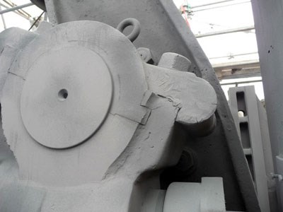 the gray prime coat of paint on the cannon