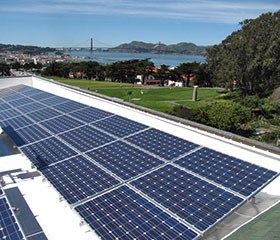 Solar panels on park headquarters building.
