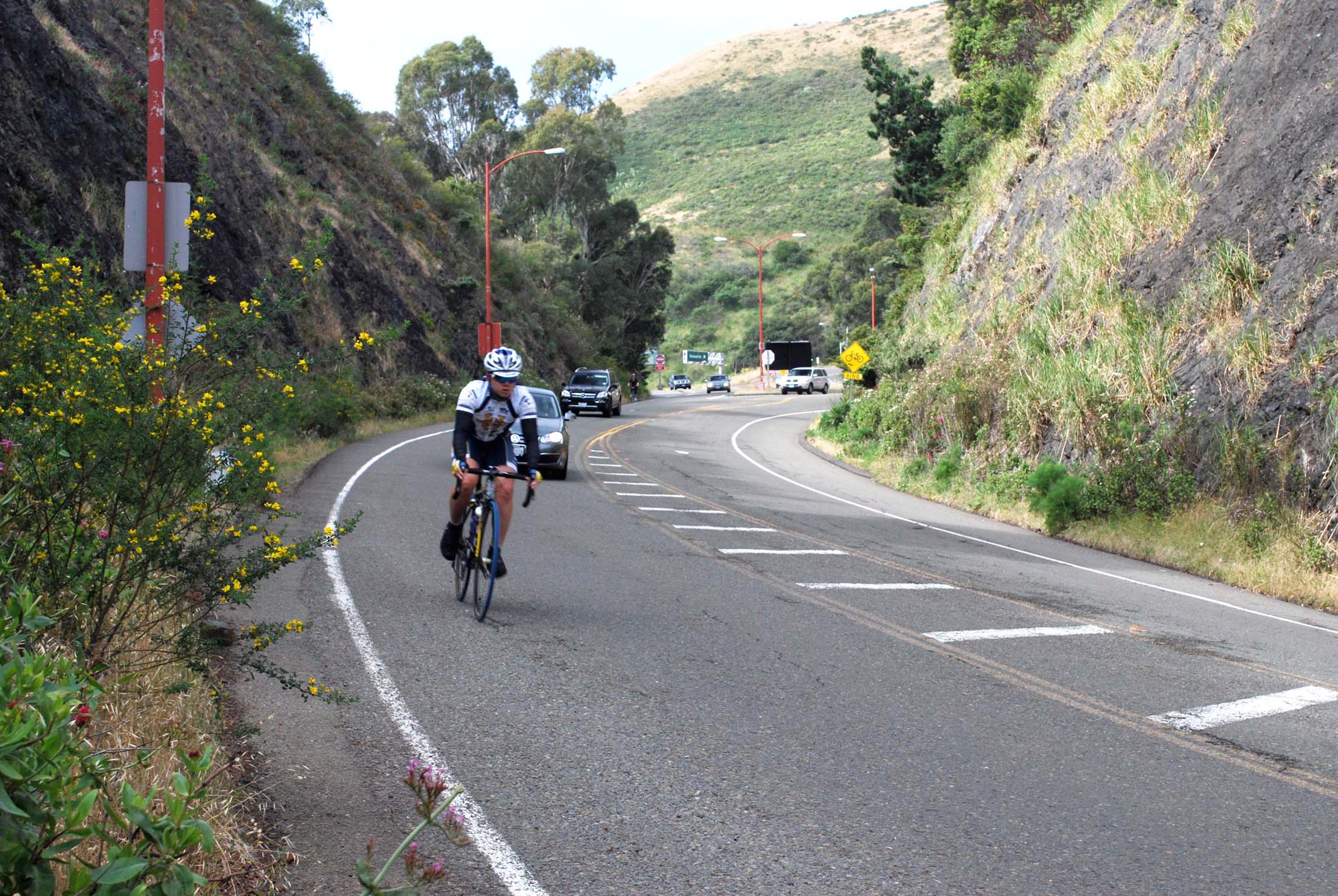 Cyclist riding on Alexander Avenue