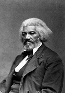 A photographic portrait of abolitionist Frederick Douglass.