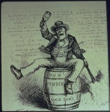 A cartoon drawing by Thomas Nast stereotyping Irish immigrants as aggressive, low-class drunks.