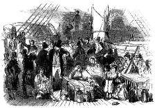 Irish emigrants boarding ships bound for the New York.