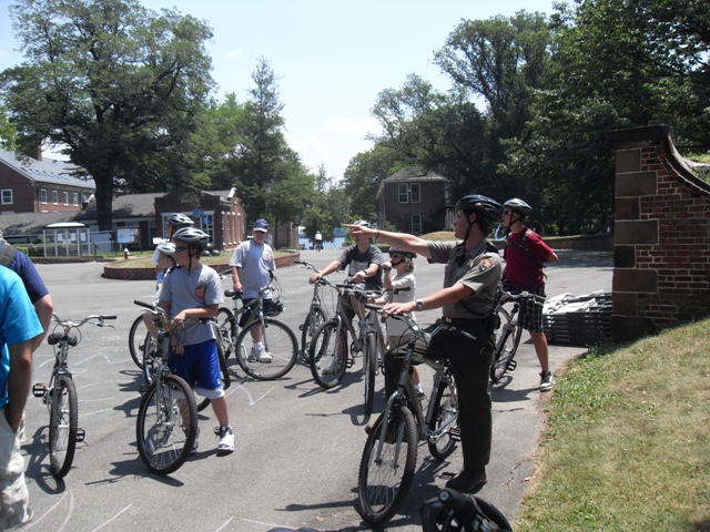 Ranger Brent leads a bike tour