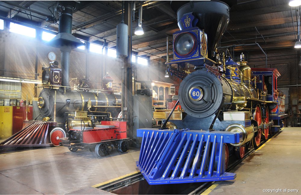 Locomotives are kept in the Engine House during Winter months (September through April).