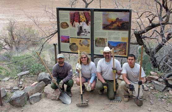 4 members of the Bright Angel Site Exhibit Installation Team.