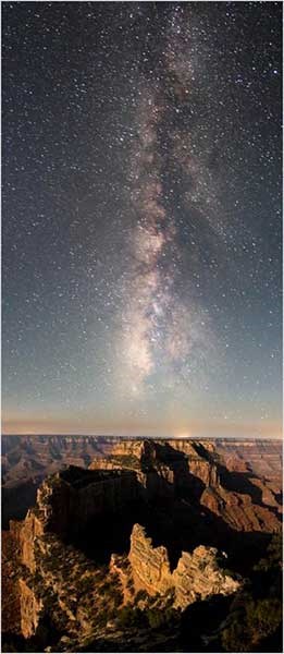 Looking south at the Milky Way extending way up into the sky over Cape Royal on the North Rim of the park.