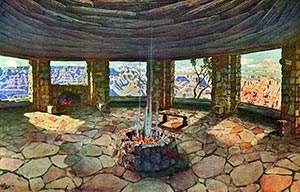 Widforss-Postcard-H4484 Painting of Watchtower Kiva Room