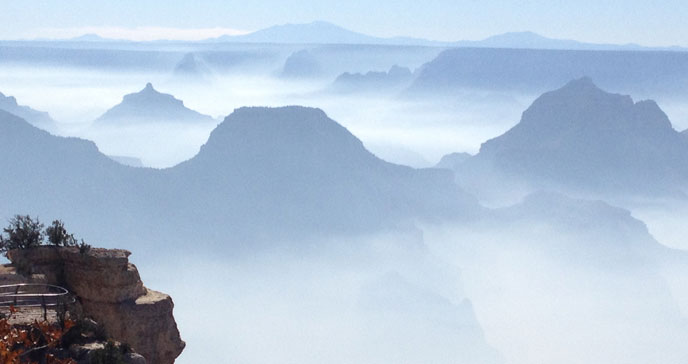 smoke in the canyon as seen from the North Rim Lodge