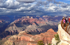 View of Grand Canyon from Mather Point on the South Rim. 