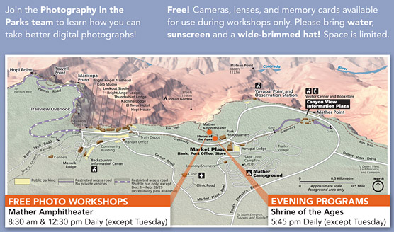 Location map for Canon Photo Workshops at Grand Canyon, July 2009