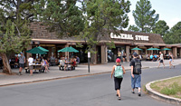 visitors approaching the south rim general store.