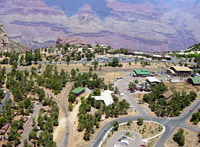 View looking north across Grand Canyon Village into Grand Canyon. View looking north across Grand Canyon Village into Grand Canyon.
