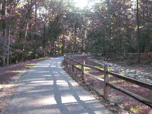 a picture of the Good Luck road pedestrian and bike entrance to park.