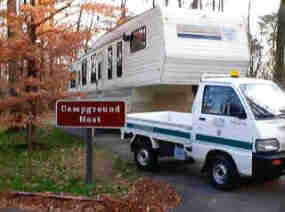 picture of a campground host trailer and a mini truck in Greenbelt Park