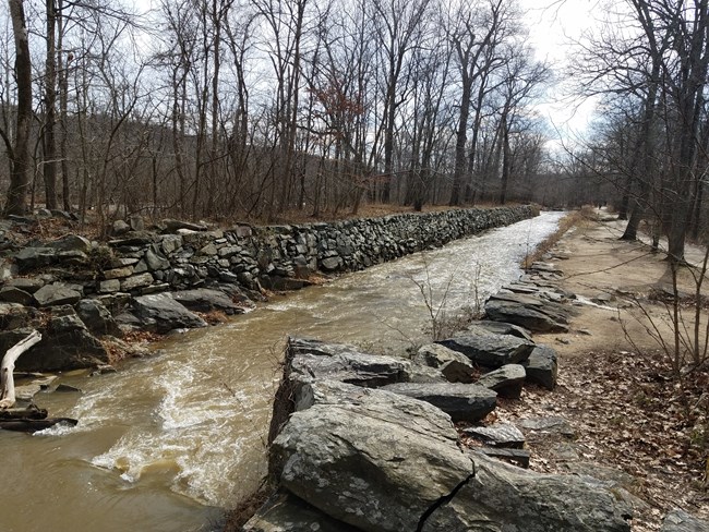 Here is an image of the stone ruins of an upstream portion of the Patowmack Canal at Great Falls Park with water running in it; an uncommon sight in the park.