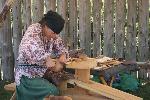 Carving a Noggin on the Shaving Horse.