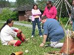 Visitors enjoying the "Snake Game."
