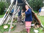 Historic interpreters welcome visitors.