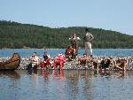 A tired bunch of voyageurs on Grand Portage Island
