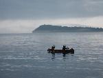 Ojibwe canoe on big water.