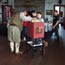 Visitors viewing a camera obscura in the Great Hall.