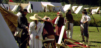 Re-enactors gather at the historical encampment during Rendezvous Days.
