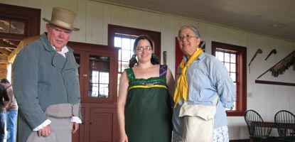 Volunteers in dress of the 18th century in the Great Hall at Grand Portage.