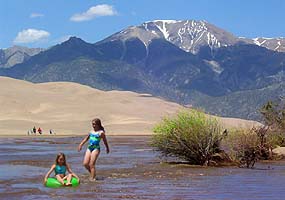 Children in Medano Creek