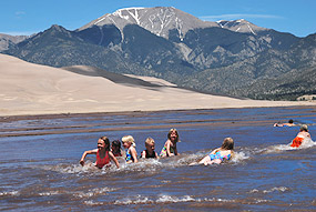 Children from Sangre de Cristo School, Medano Creek, May 19, 2009